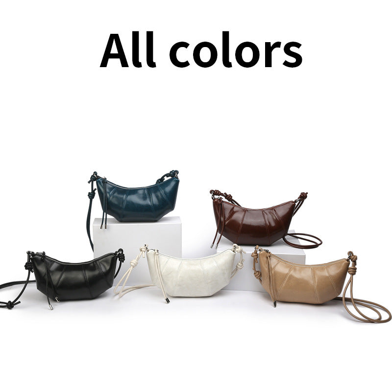 The Artisan Croissant Genuine Leather Bag | Minimalist Knotted Paneled Hobo