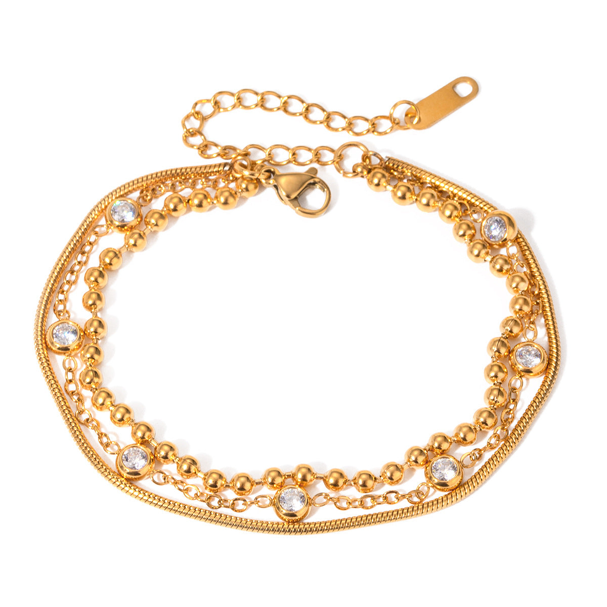 18K Gold-Plated Stainless Steel Multi-Layer Bracelet