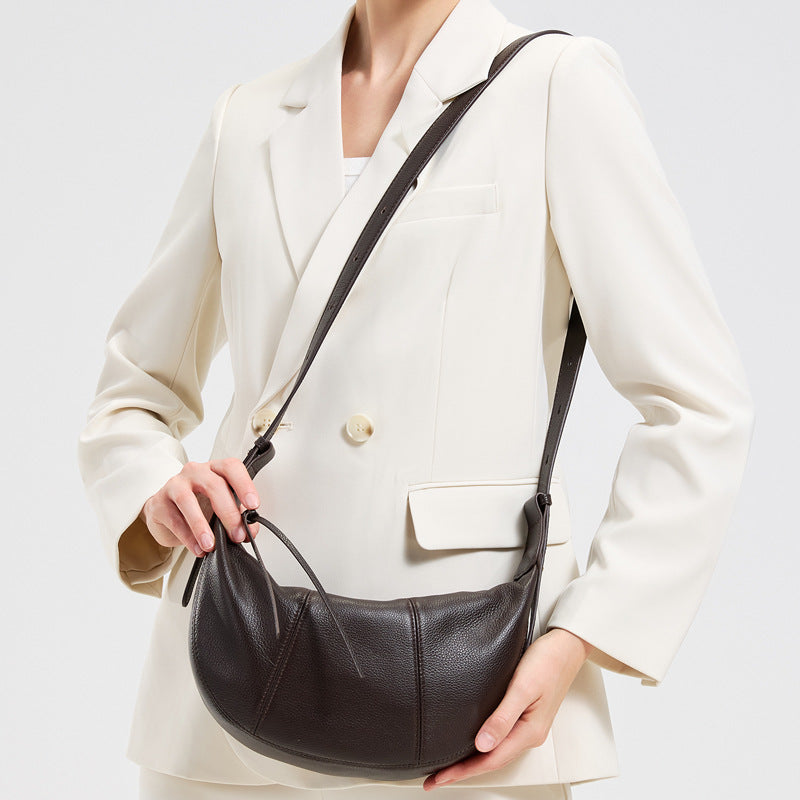 Sable Slouch Crescent Hobo Genuine Leather Bag