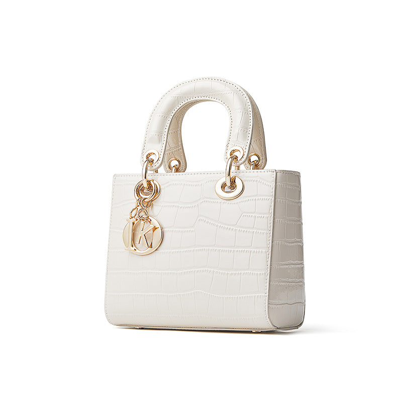 Women's Luxury Croc-Embossed Genuine Leather Top-Handle Bag