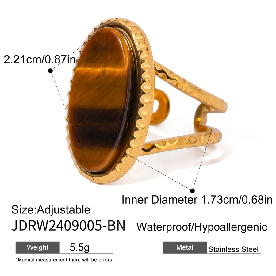 Luxury Oval Turquoise Tiger's Eye Ring (Adjustable)