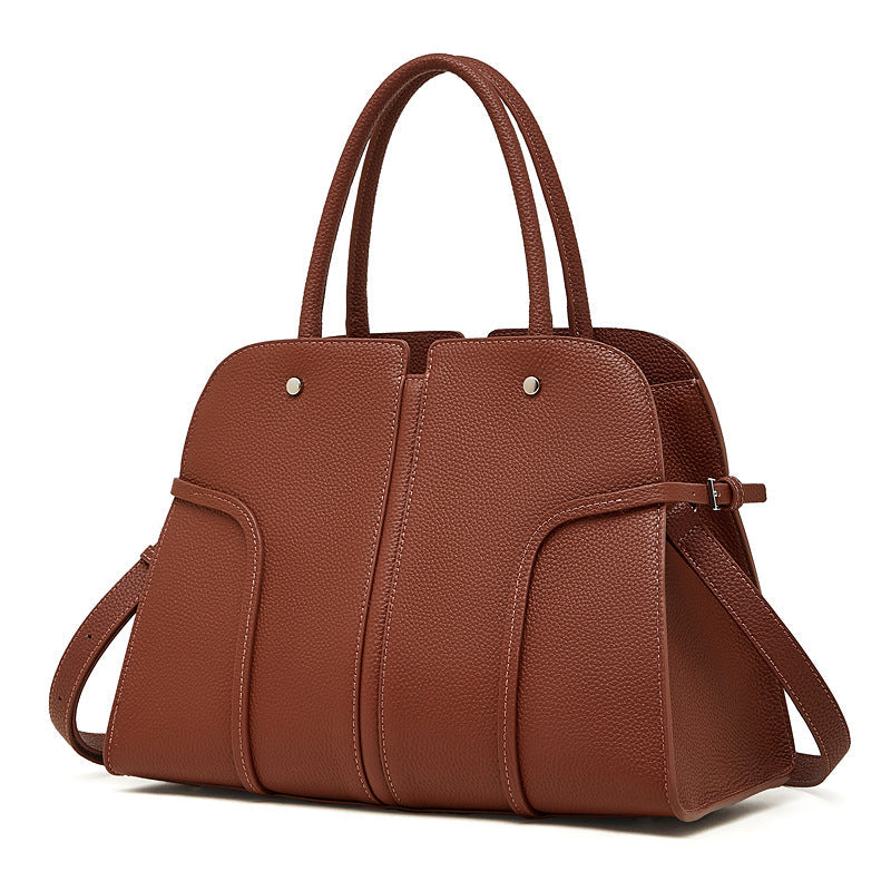 The Executive Structured Genuine Leather Bag - Sophisticated Paneled Work Tote