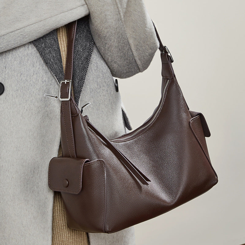 The Velvet Horizon Genuine Leather Tote Bag with Structured Silhouette