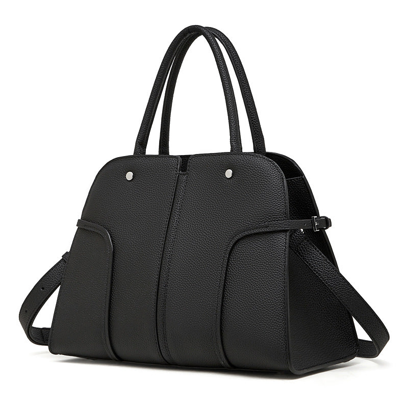 The Executive Structured Genuine Leather Bag - Sophisticated Paneled Work Tote