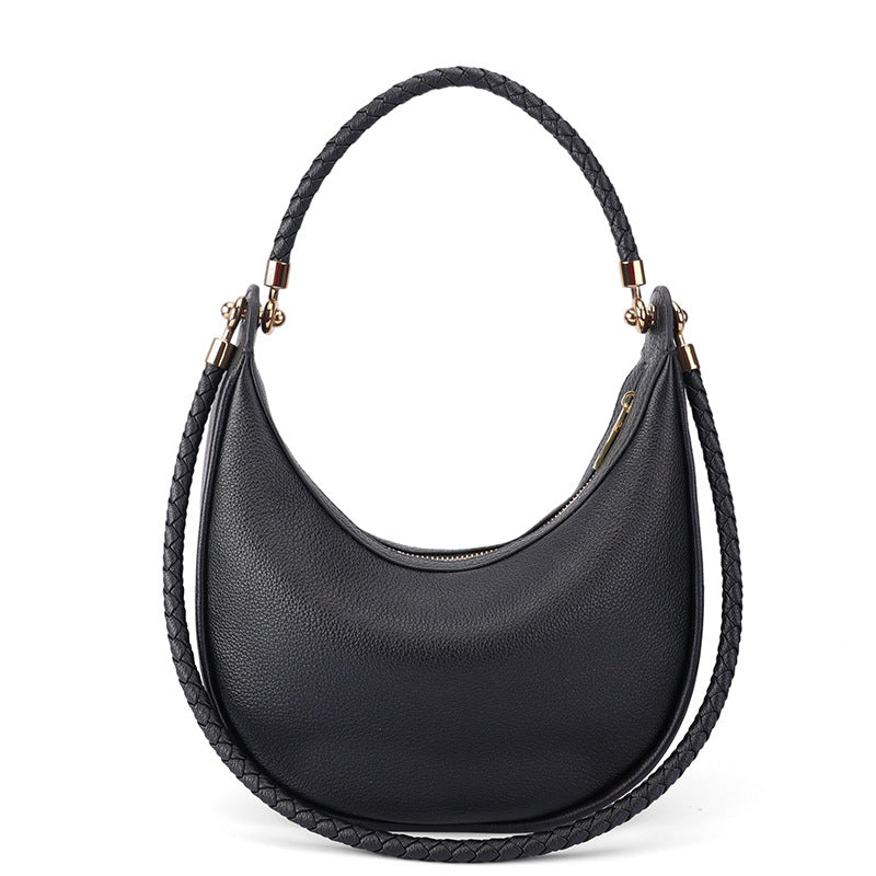 Artisanal Dual-Woven Hobo Shoulder Genuine Leather Bag