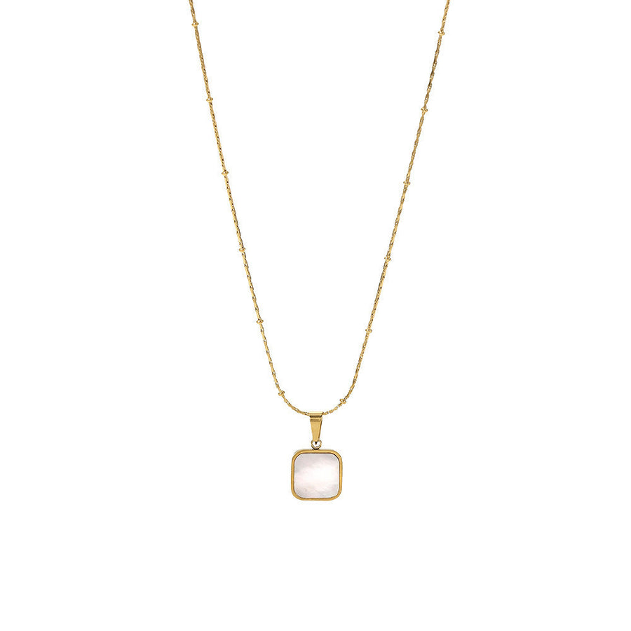 Square Mother-of-Pearl Pendant Necklace