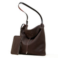 The Nocturne Flow Genuine Leather Tote Bag with Adjustable Strap & Detachable Pouch