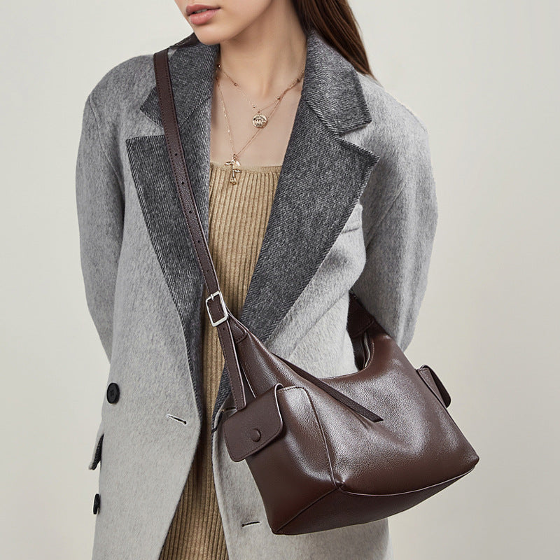 The Velvet Horizon Genuine Leather Tote Bag with Structured Silhouette