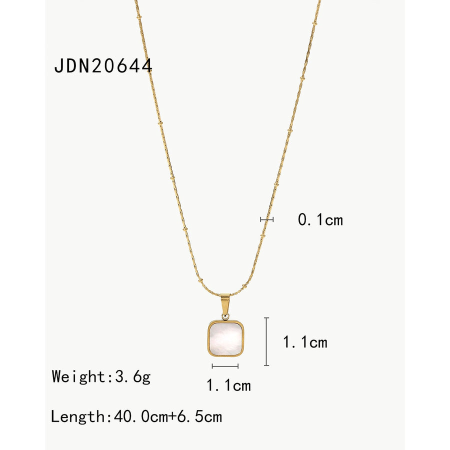Square Mother-of-Pearl Pendant Necklace