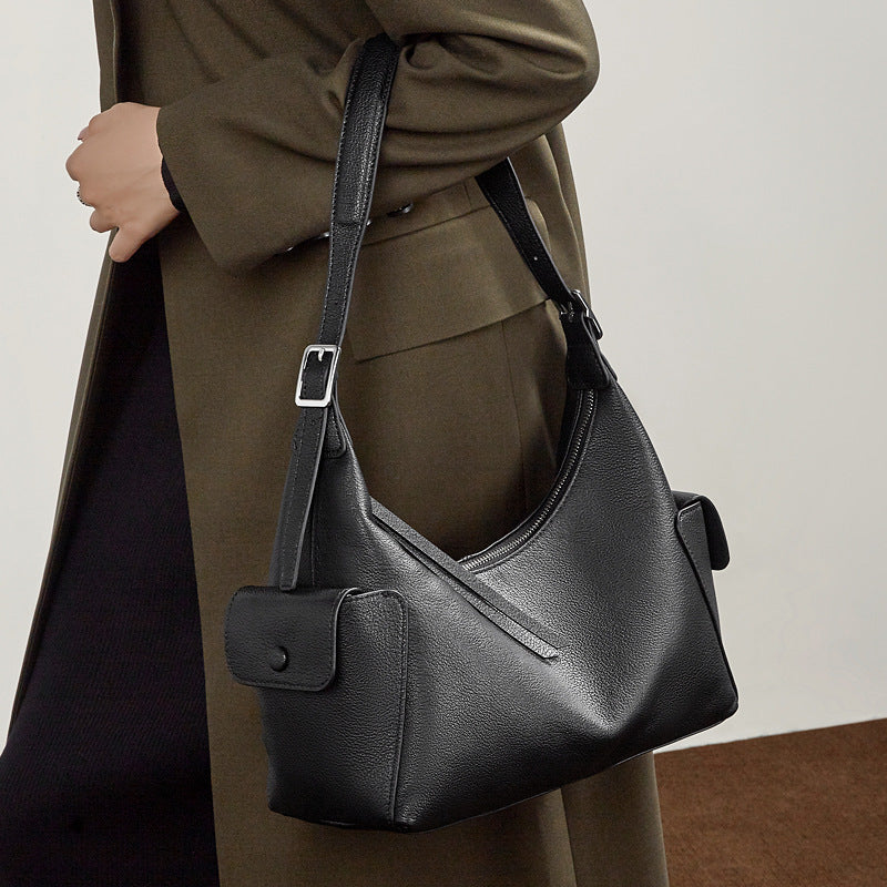 The Velvet Horizon Genuine Leather Tote Bag with Structured Silhouette