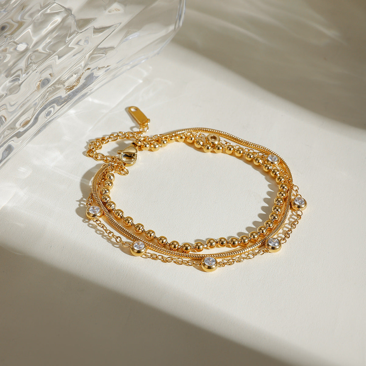 18K Gold-Plated Stainless Steel Multi-Layer Bracelet