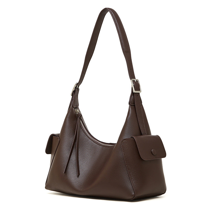 The Velvet Horizon Genuine Leather Tote Bag with Structured Silhouette