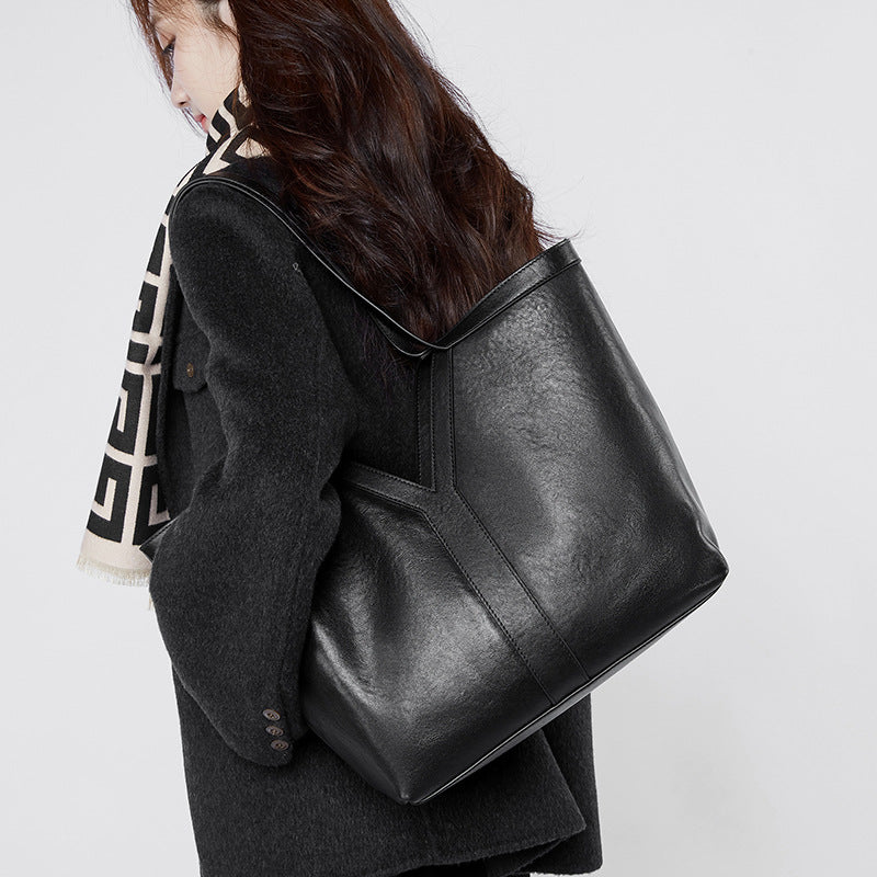 Korean Style Autumn Genuine Leather Tote Bag