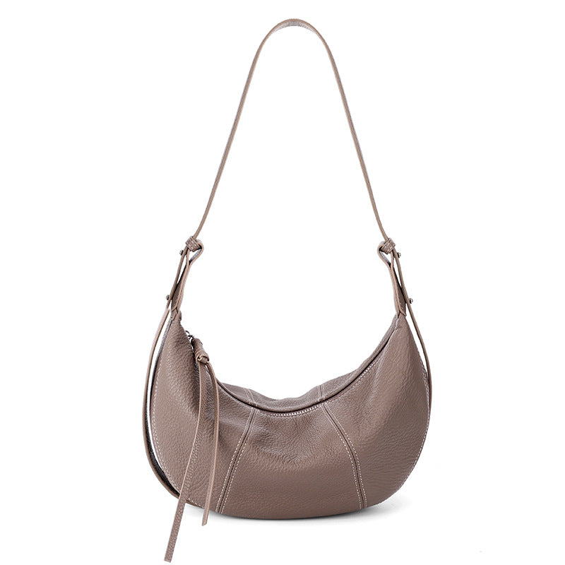 Sable Slouch Crescent Hobo Genuine Leather Bag