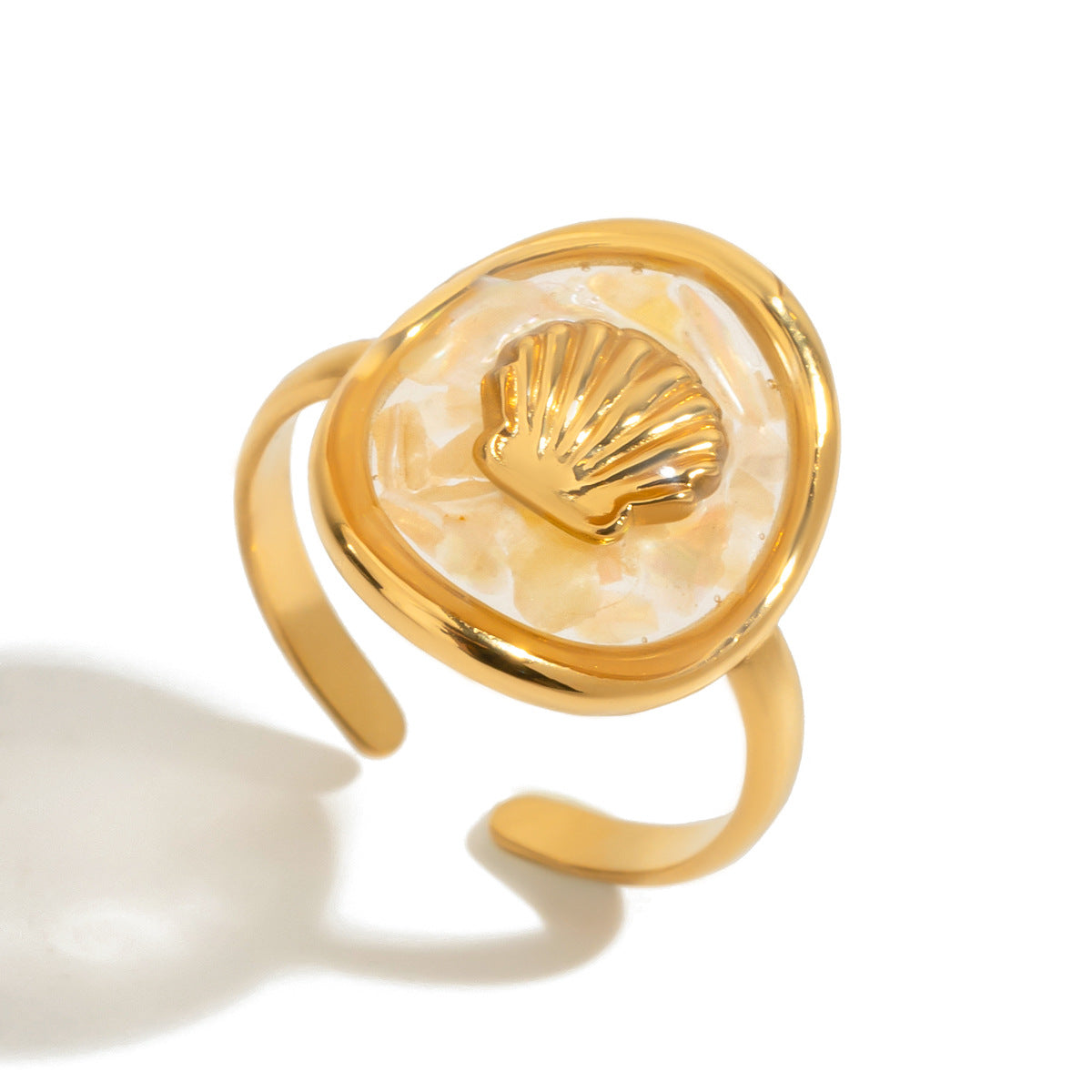 Sculpted Shell Coastal Charm Ring