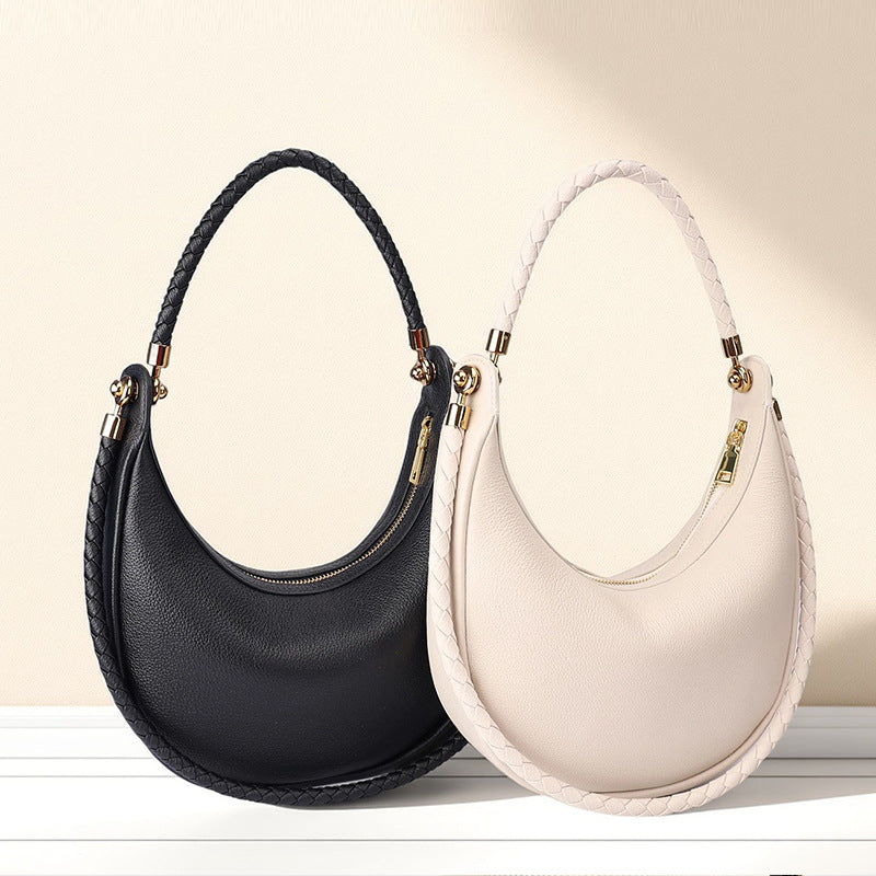Artisanal Dual-Woven Hobo Shoulder Genuine Leather Bag
