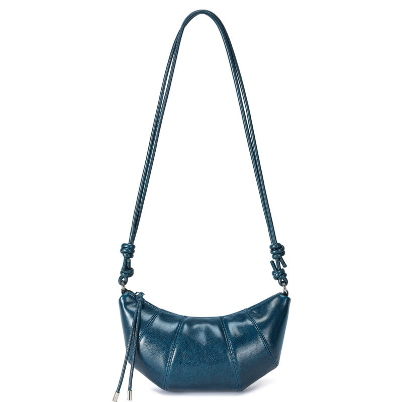 The Artisan Croissant Genuine Leather Bag | Minimalist Knotted Paneled Hobo