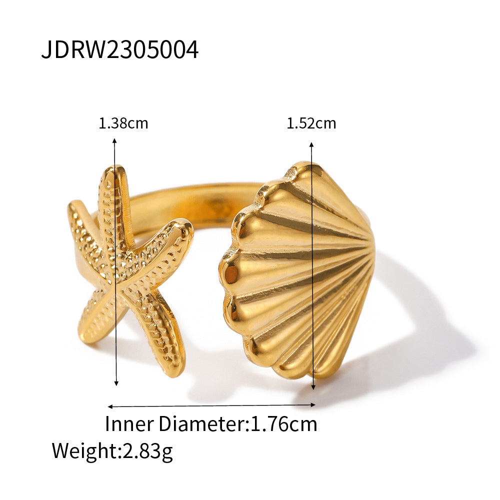 Ocean Series Starfish & Shell Ring