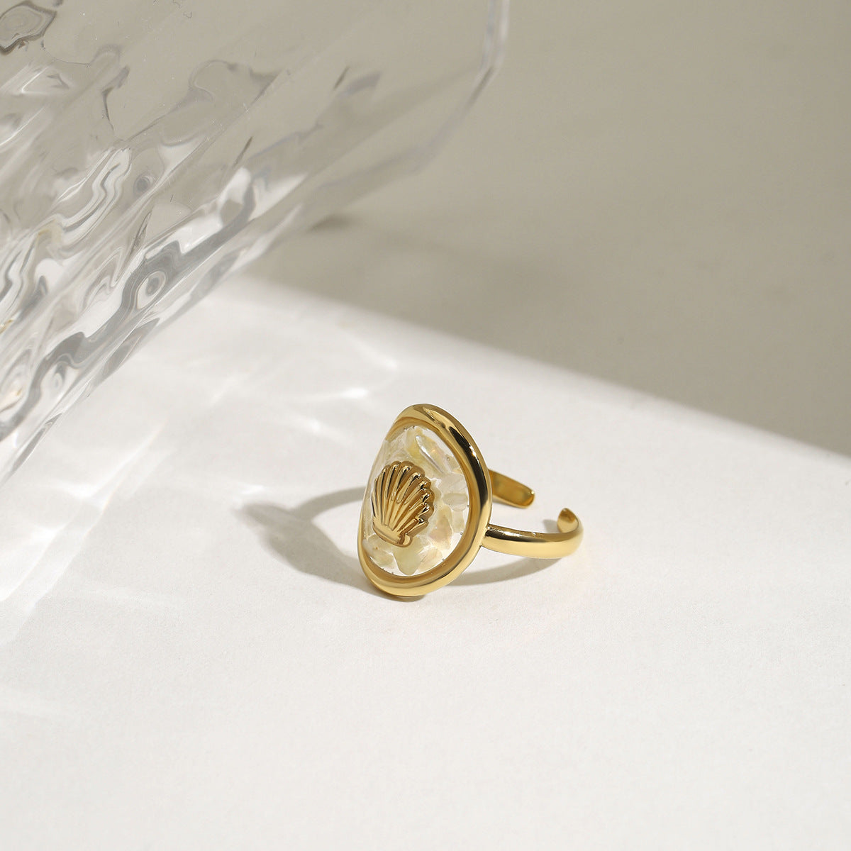 Sculpted Shell Coastal Charm Ring