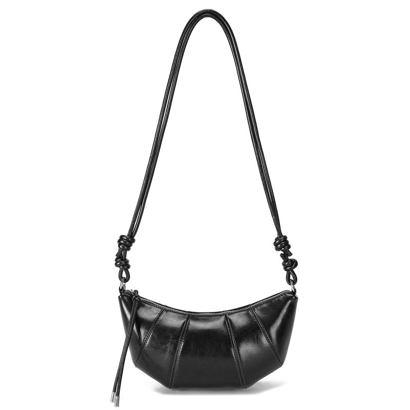 The Artisan Croissant Genuine Leather Bag | Minimalist Knotted Paneled Hobo