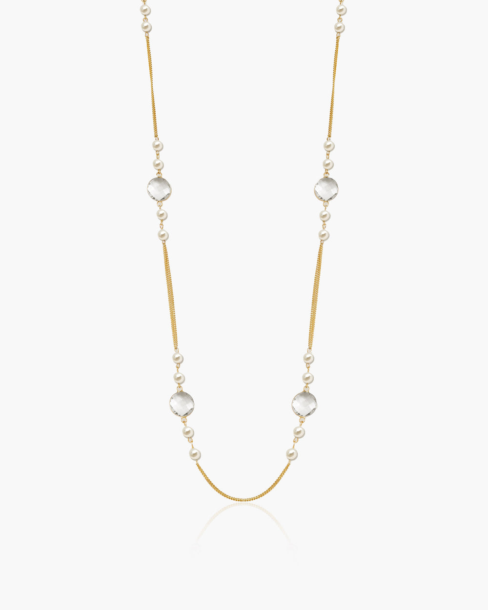 Pearl Cascade Long Station Necklace