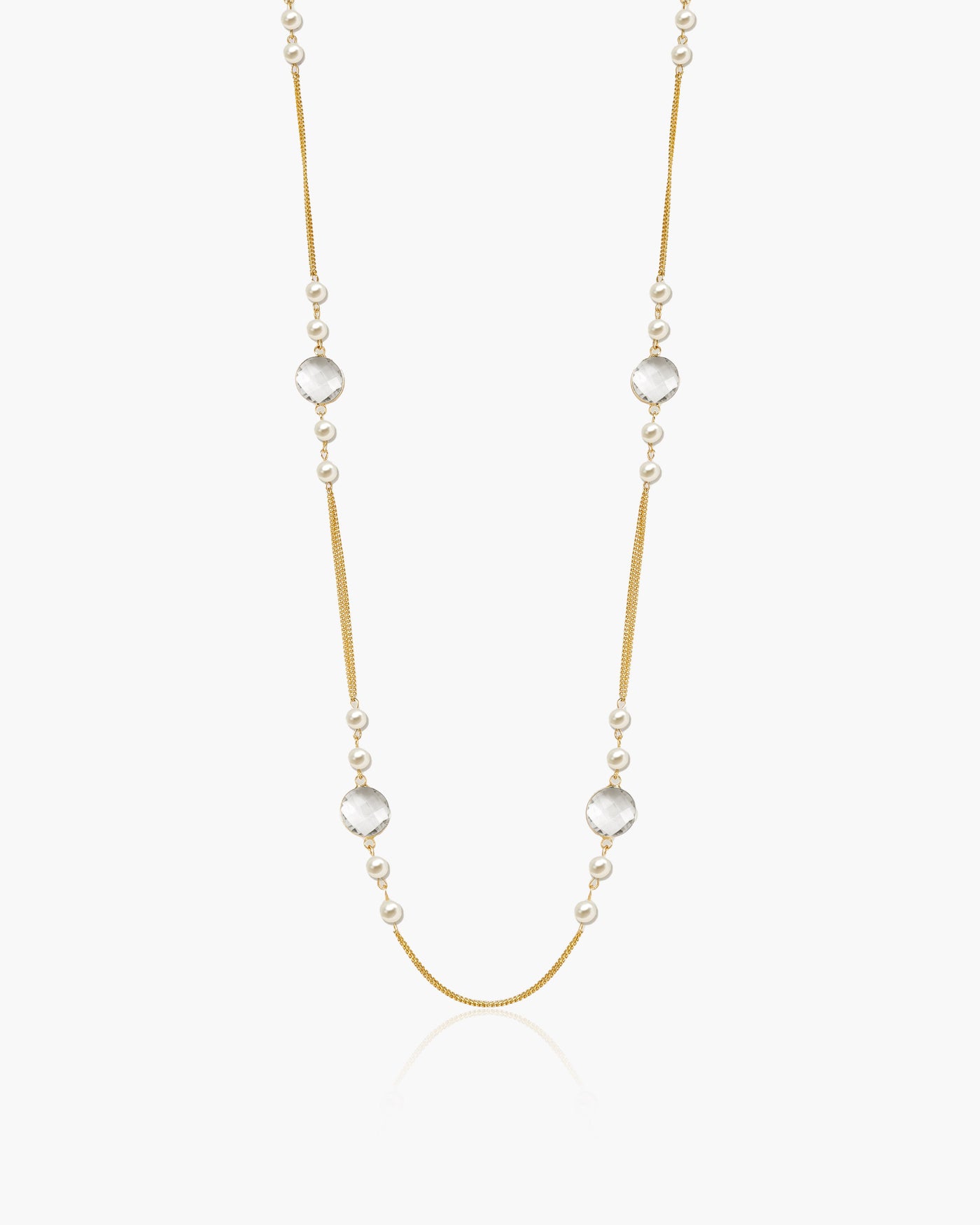 Pearl Cascade Long Station Necklace