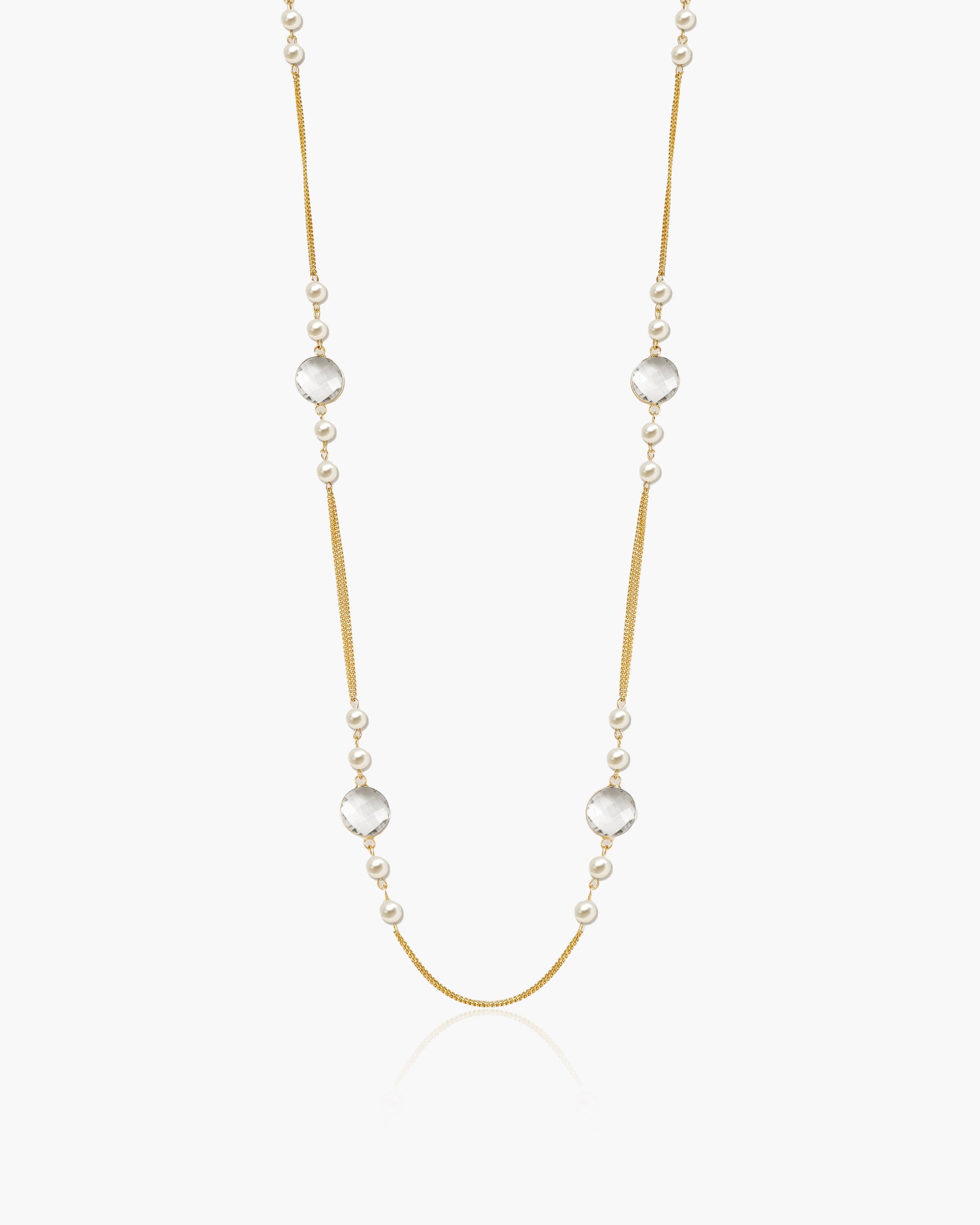 Pearl Cascade Long Station Necklace