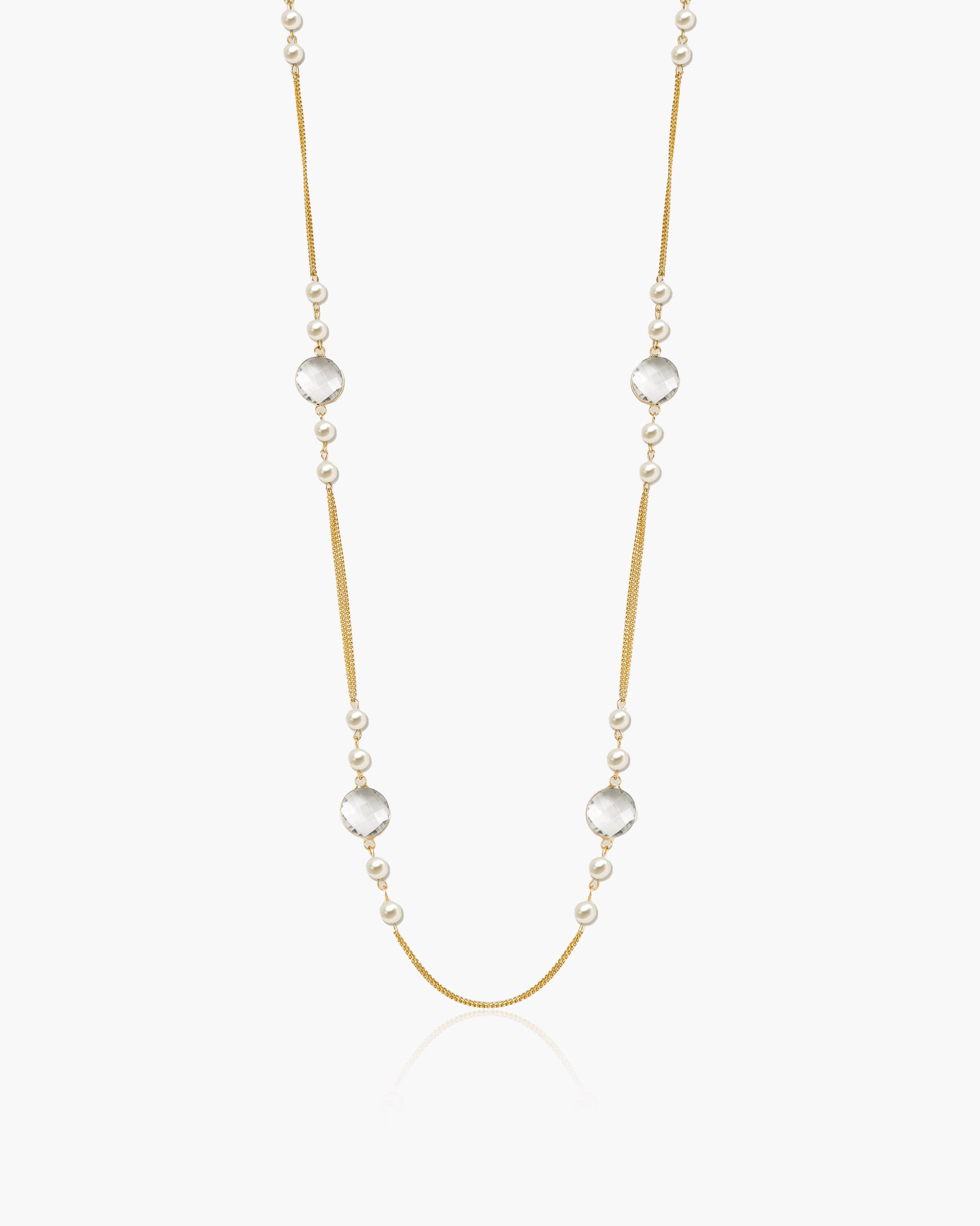Pearl Cascade Long Station Necklace