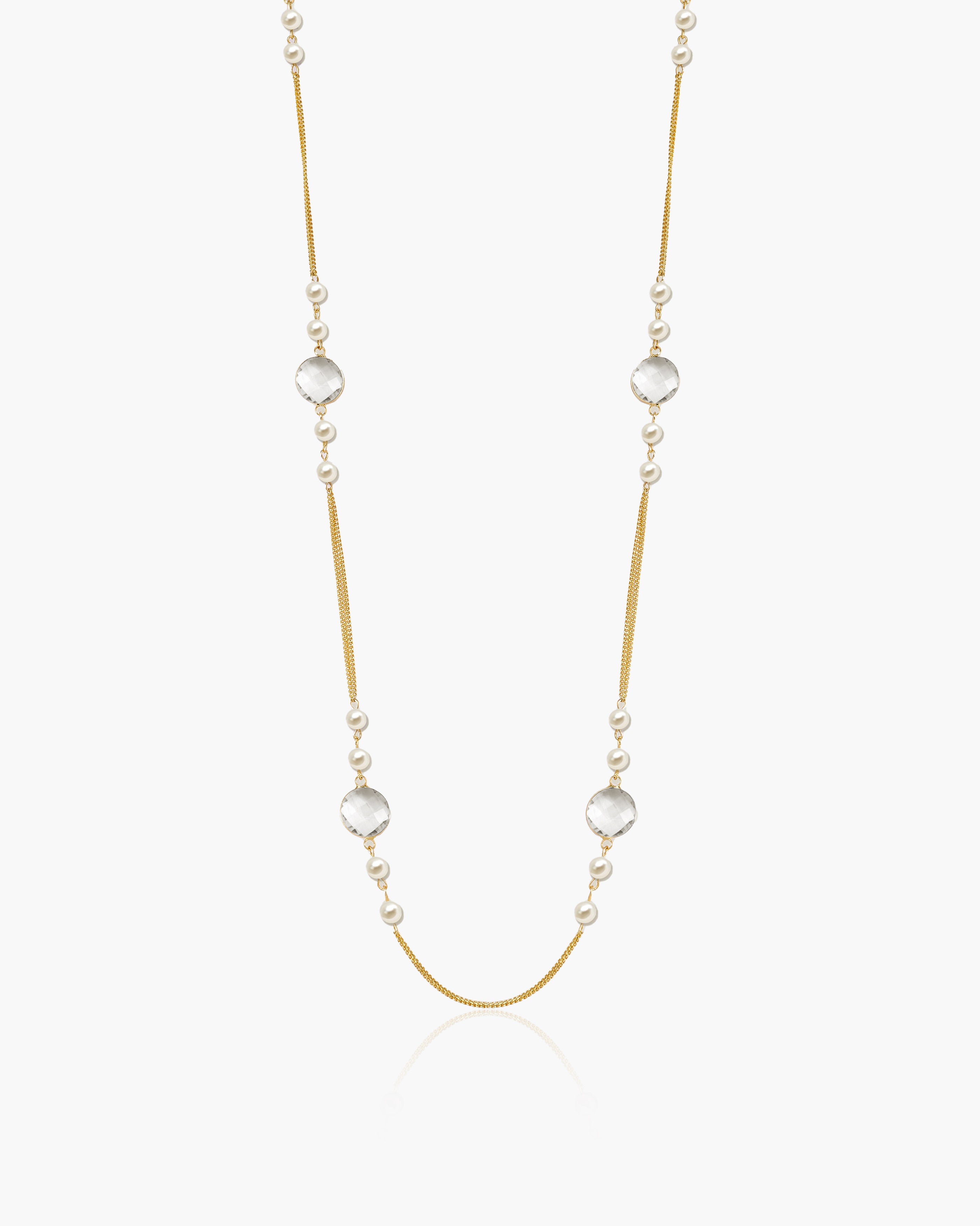 Pearl Cascade Long Station Necklace