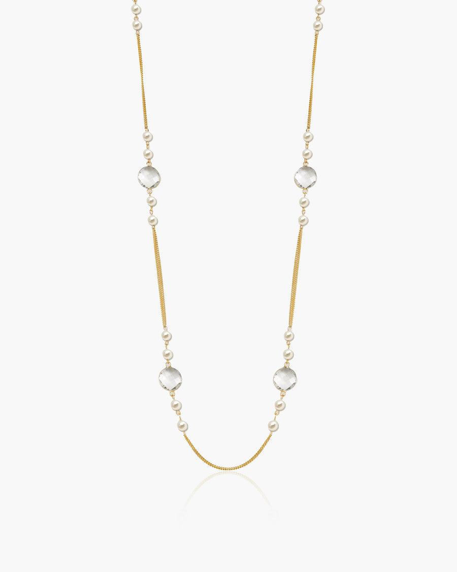 Pearl Cascade Long Station Necklace