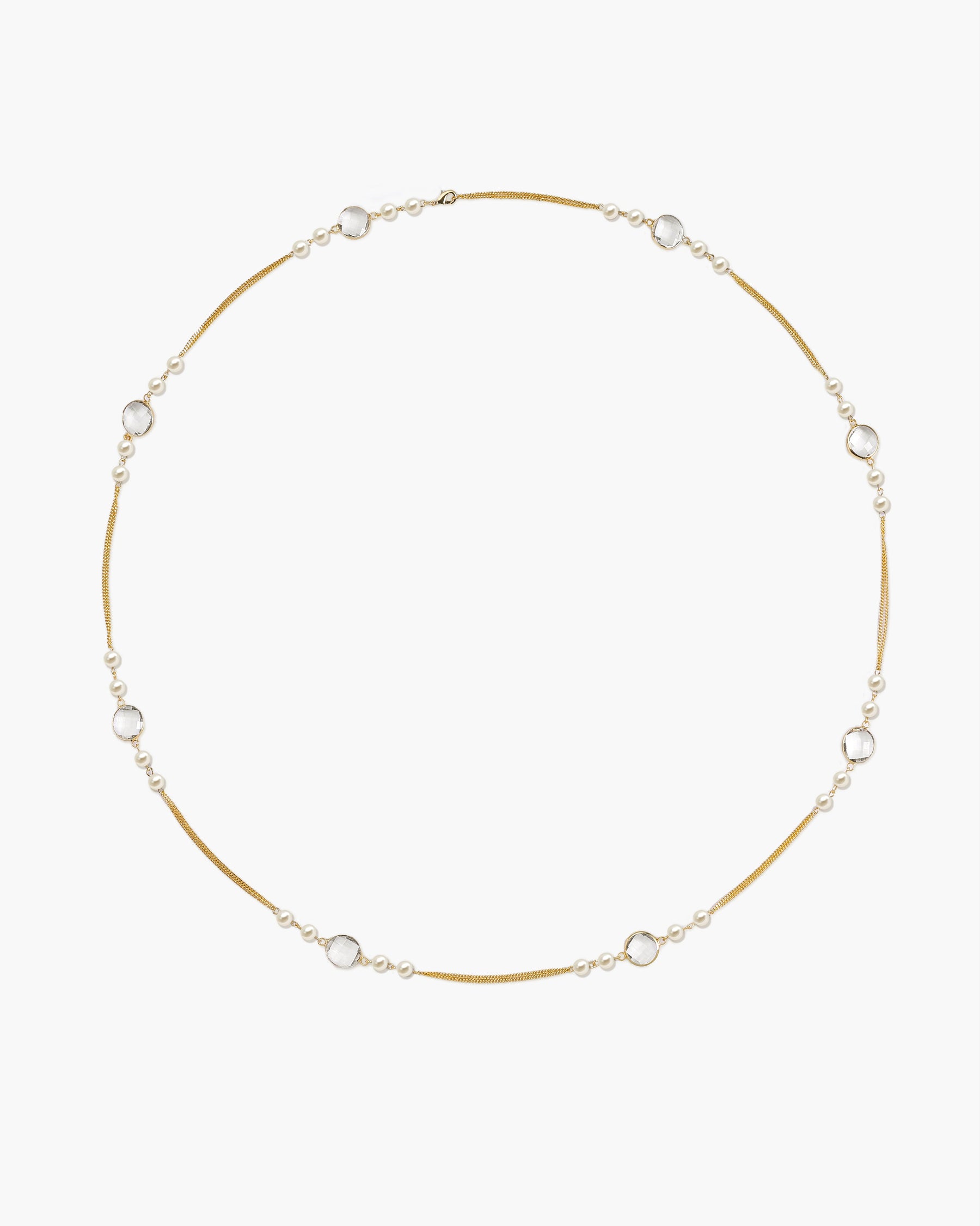 Pearl Cascade Long Station Necklace