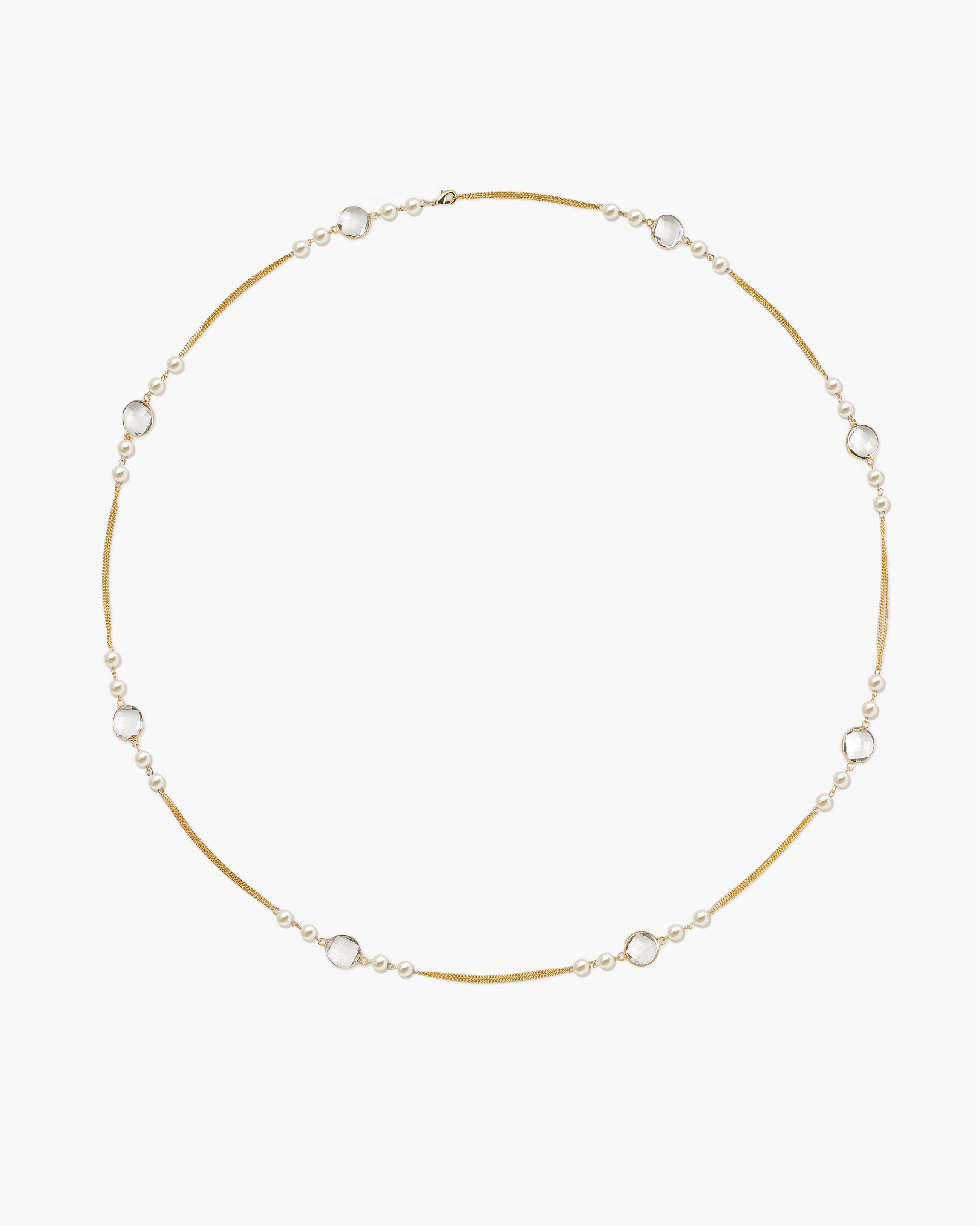 Pearl Cascade Long Station Necklace