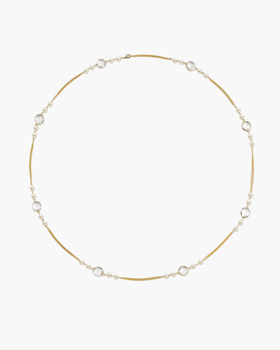 Pearl Cascade Long Station Necklace