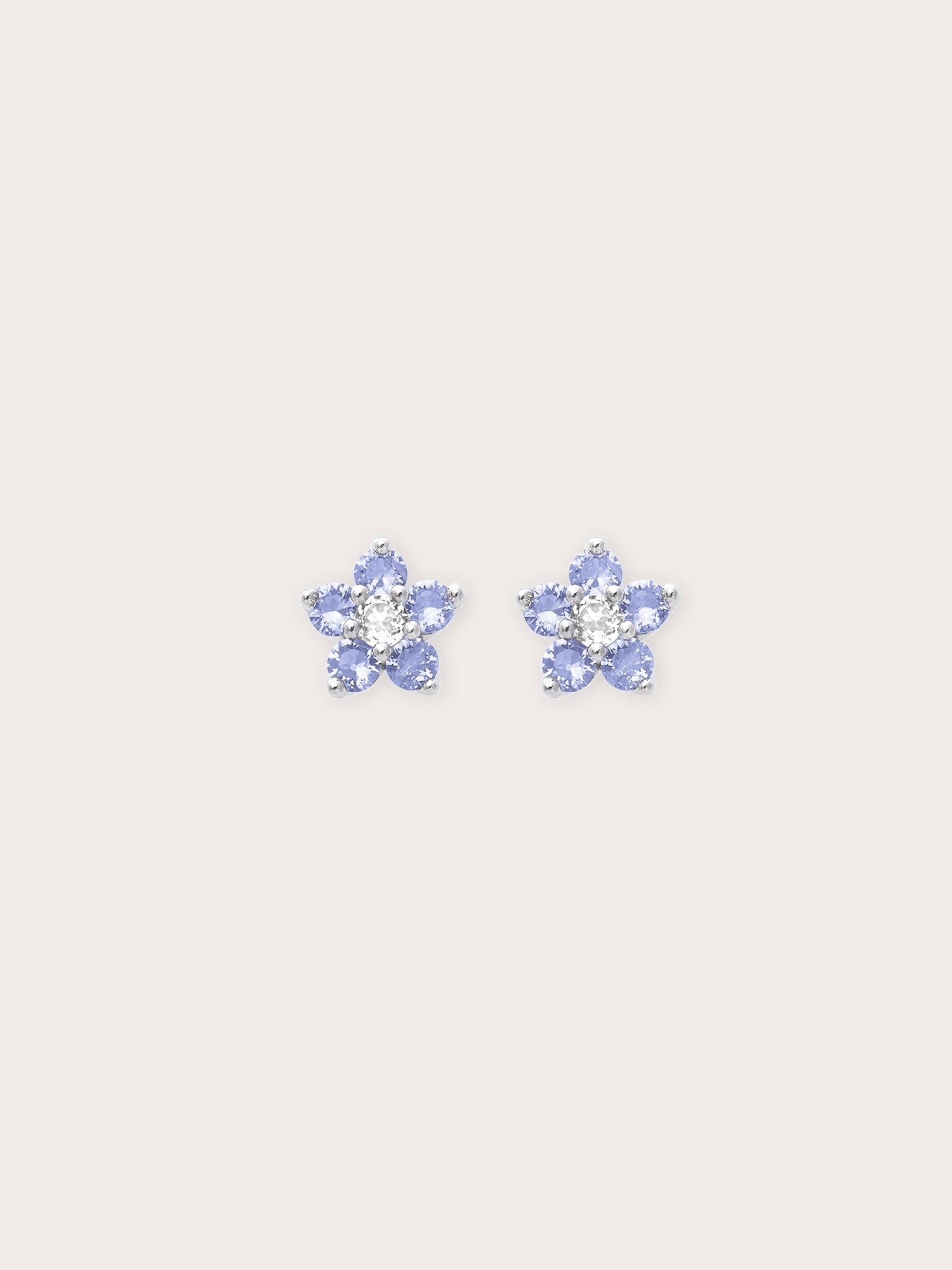 Periwinkle Flower Stud Earrings - Tanzanite