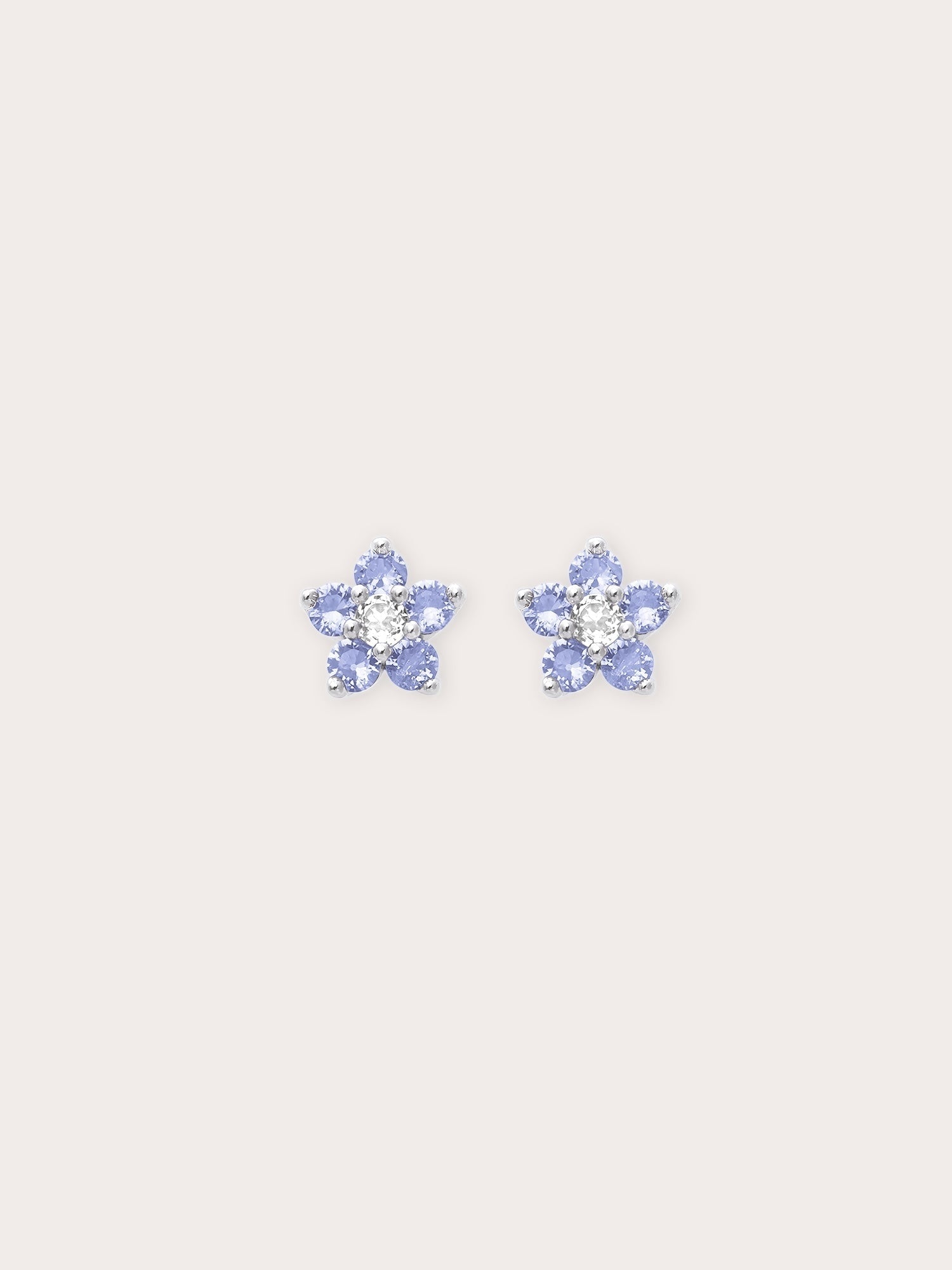 Periwinkle Flower Stud Earrings - Tanzanite