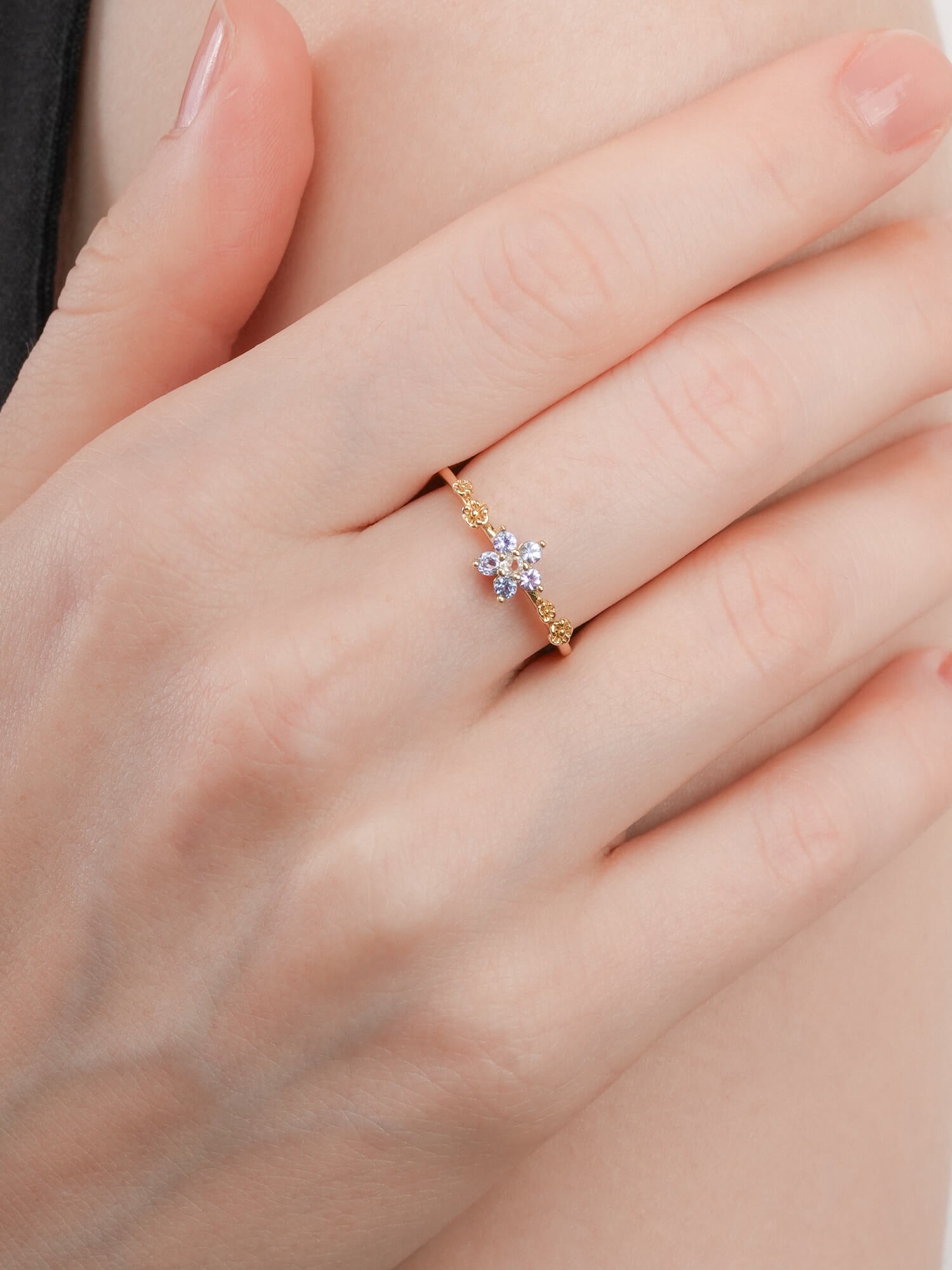 Periwinkle Blossom Ring - Tanzanite