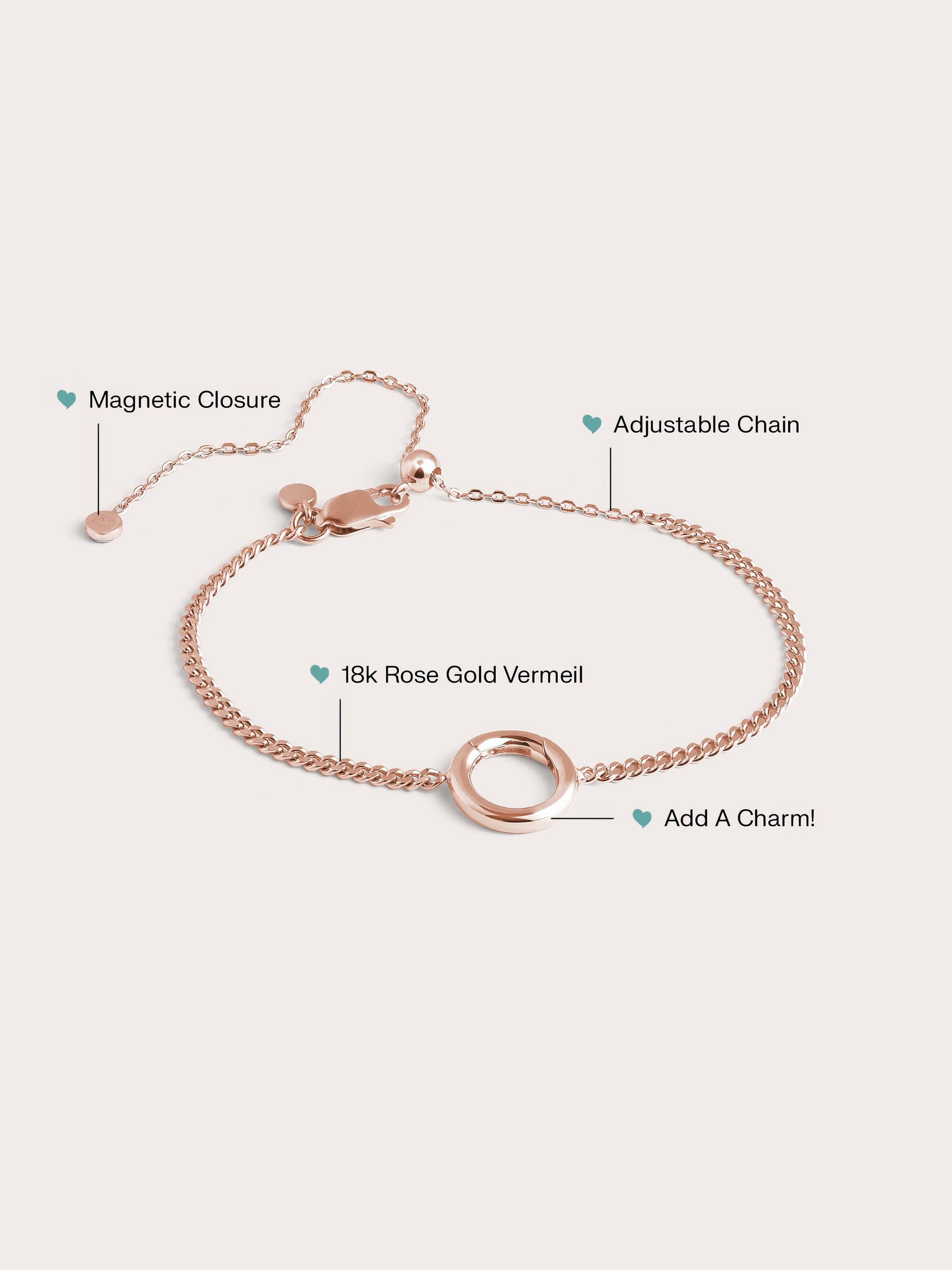 Dainty Curb Chain Charm Bracelet