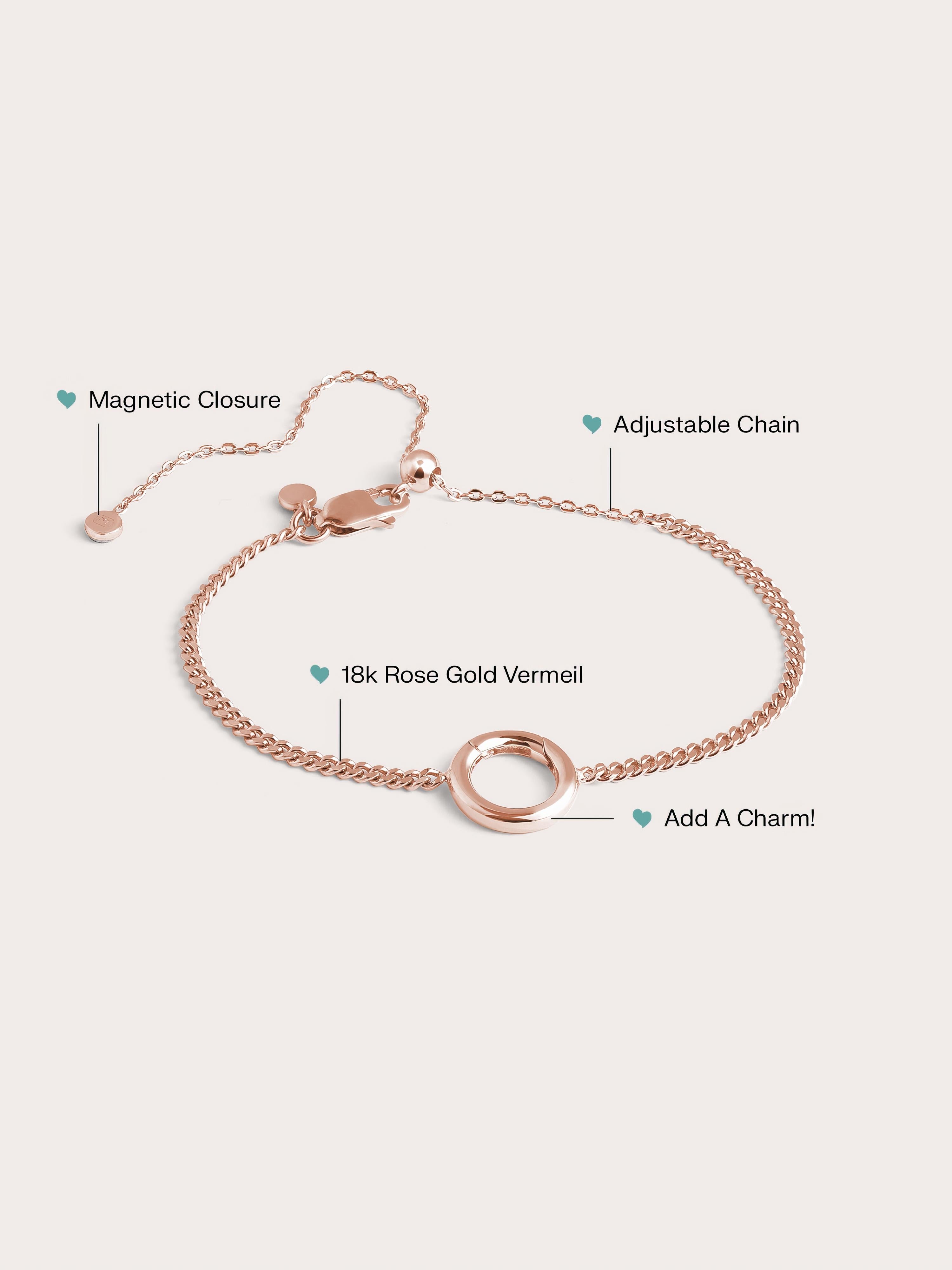 Dainty Curb Chain Charm Bracelet