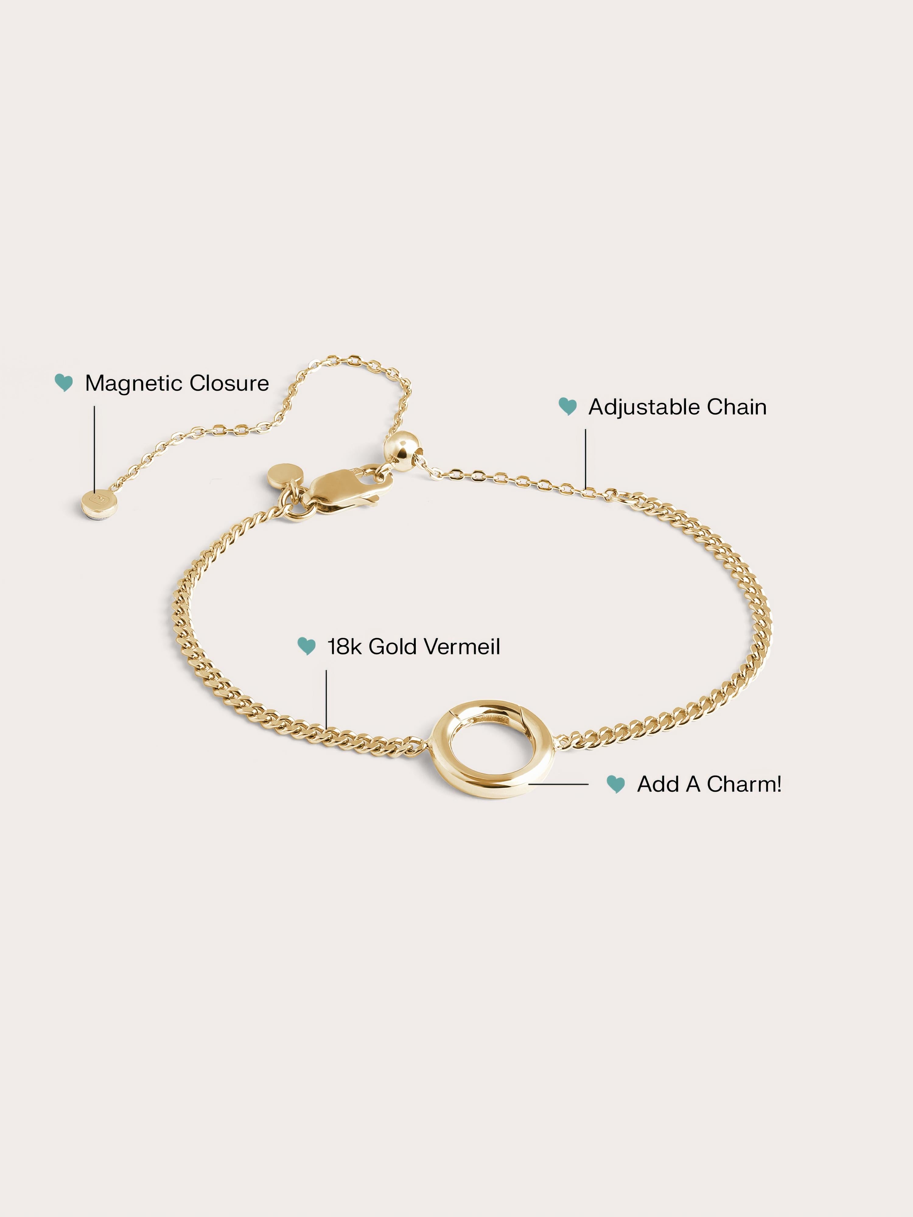 Dainty Curb Chain Charm Bracelet