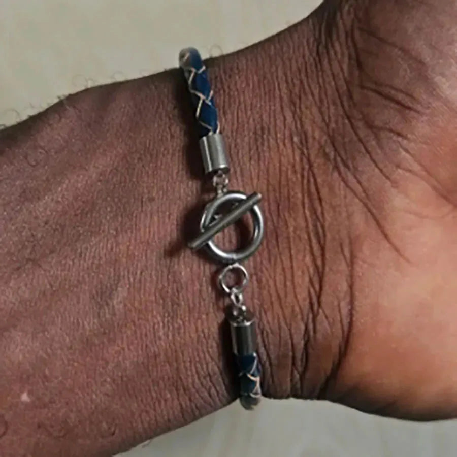 Noter Men Leather Bracelet Stainless Steel OT Buckle Bangle Pulsera De Cuero Wrap Braslet Locomotive Hiphop Rock Braclet Pulsera