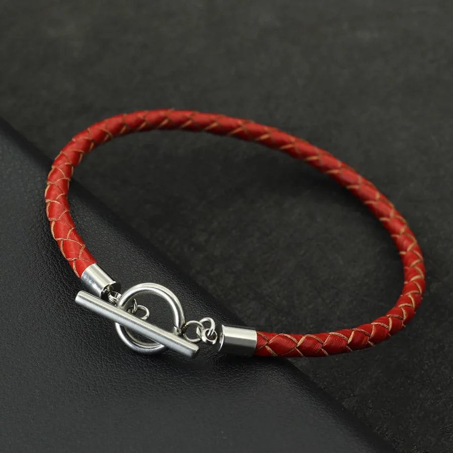 Noter Men Leather Bracelet Stainless Steel OT Buckle Bangle Pulsera De Cuero Wrap Braslet Locomotive Hiphop Rock Braclet Pulsera