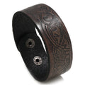 Retro Embossed Totem Pattern Cowhide Leather Wristband Bracelet Handmade Adjustable Bracelet Cowboy Accessories Unisex Jewelry