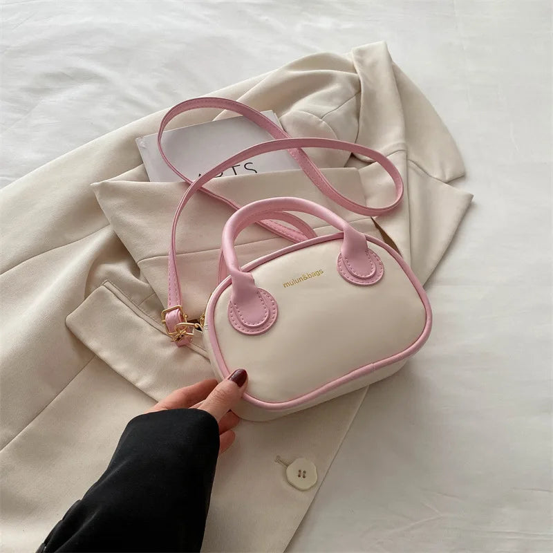 Lady Convertible Crossbody Bag Fur Accents - Detachable Shoulder Strap Zip Closure Suitable for Both Casual Single Shoulder Bag