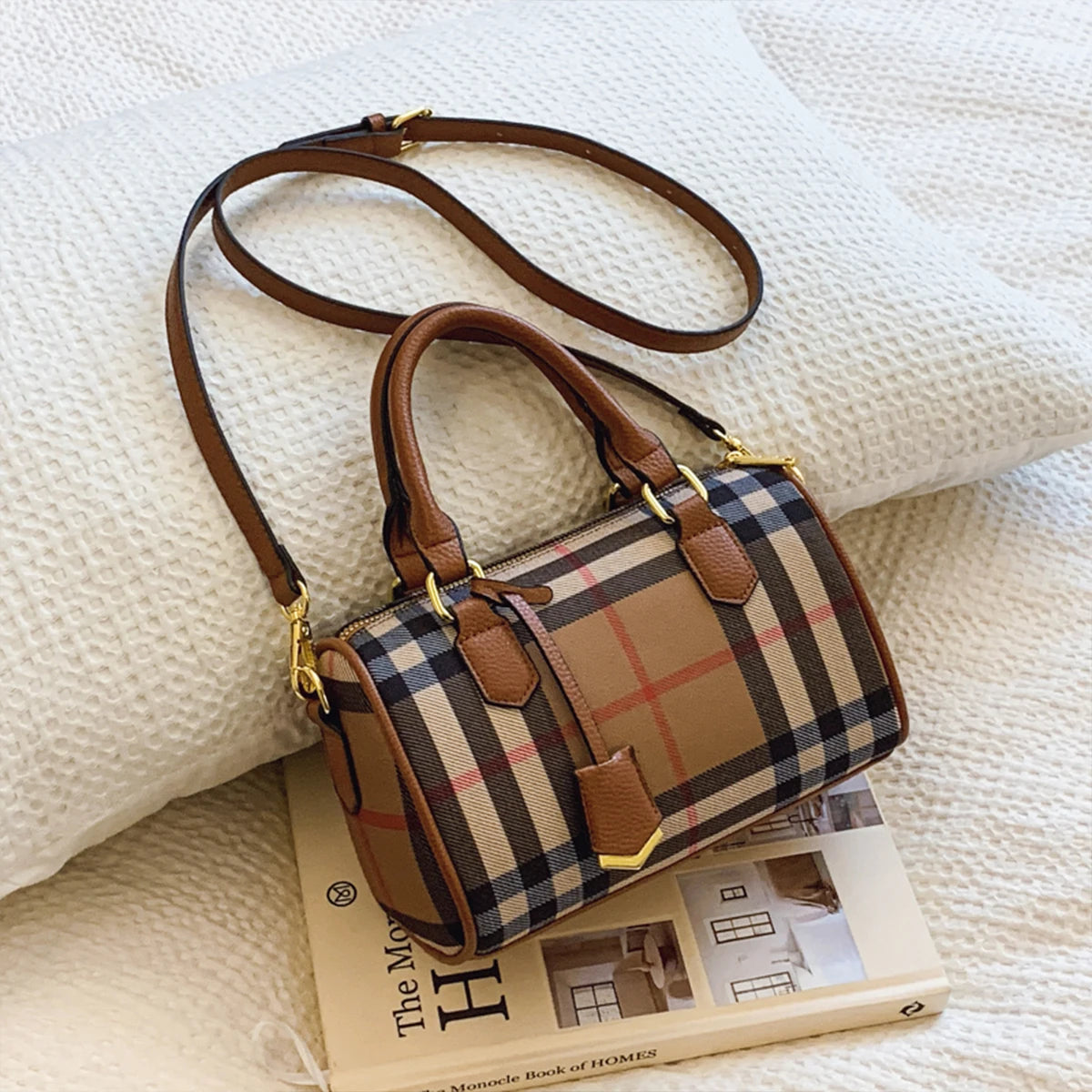 Mini Leather Heritage Bag — Classic Check