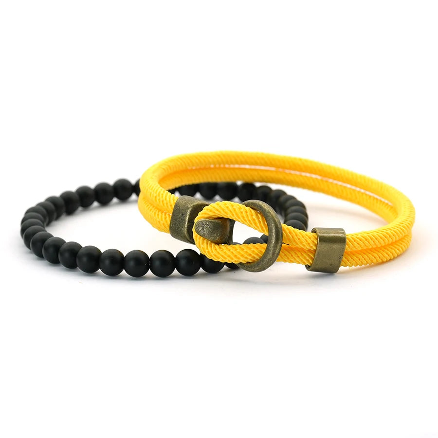 Noter Novel 2Pcs Per Set Men Bracelet Premium Selected 4mm Moisture Wicking String 6 Color Options Versatile Accessories Jewelry
