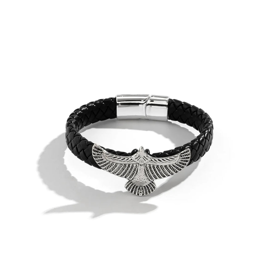 1PCS Fashion Eagle Bracelet for Men Black Leather Hand Band with Magnetic Charm Bracelet Clasp Men's Accessories Gifts