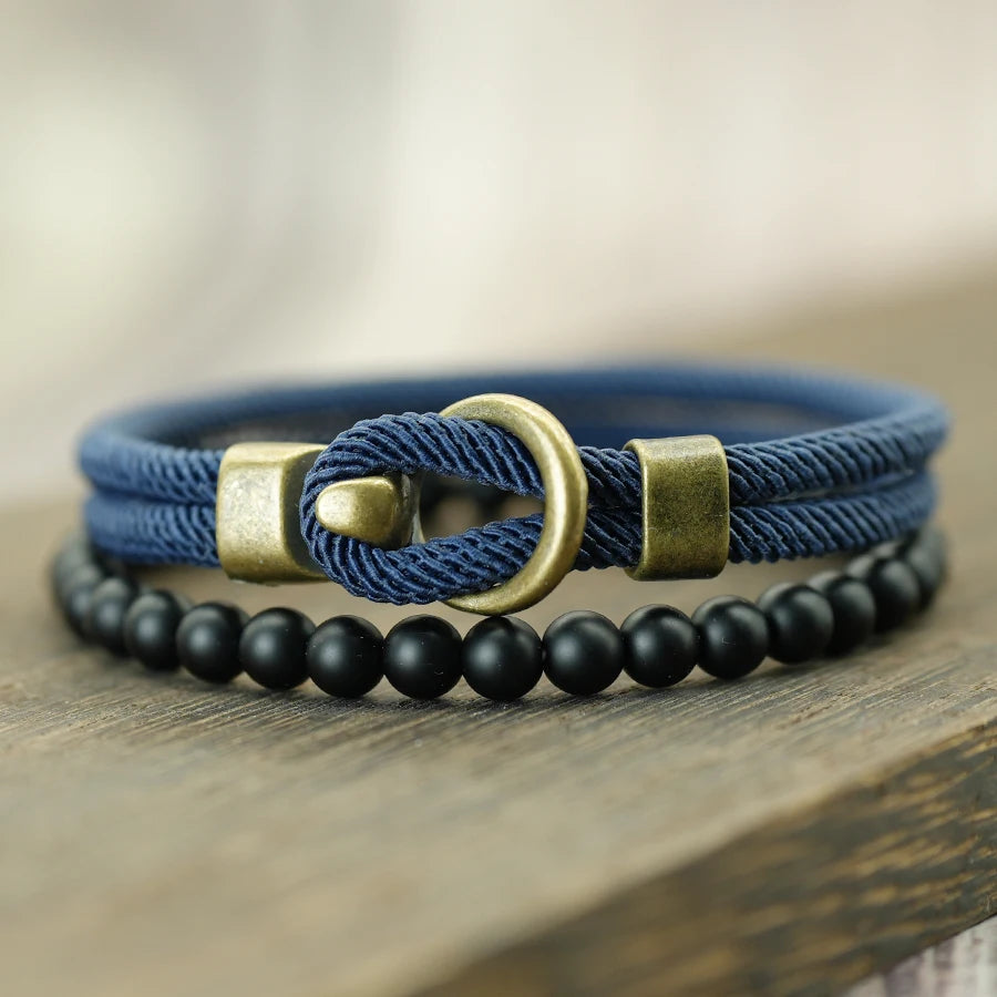 Noter Novel 2Pcs Per Set Men Bracelet Premium Selected 4mm Moisture Wicking String 6 Color Options Versatile Accessories Jewelry