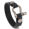 Simple Horseshoe Button Head Layer Cowhide Bracelet European and American Punk Style Men's Leather Bracelets 2023 New Jewelry