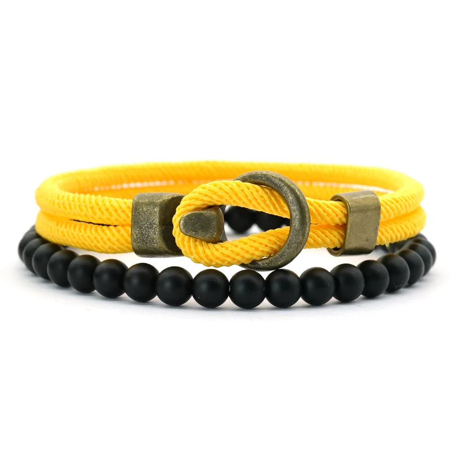 Noter Novel 2Pcs Per Set Men Bracelet Premium Selected 4mm Moisture Wicking String 6 Color Options Versatile Accessories Jewelry