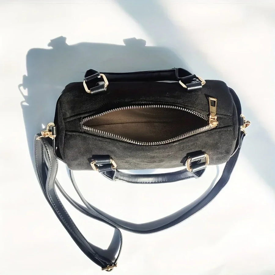 The Marlowe — Suede Barrel Bag